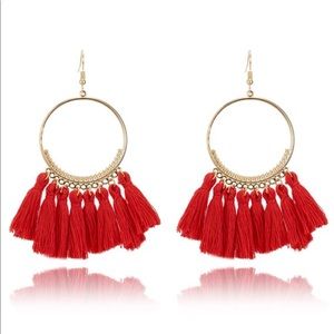 Red tassel earrings